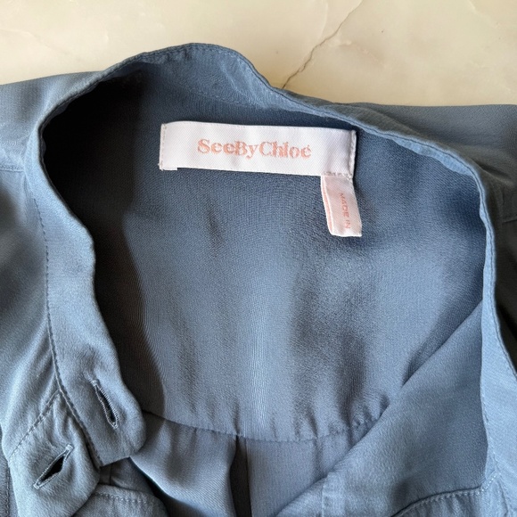 See by Chloé Signature Crepe de Chine Dress – Size 34 – Mirage Blue - Picture 7 of 9